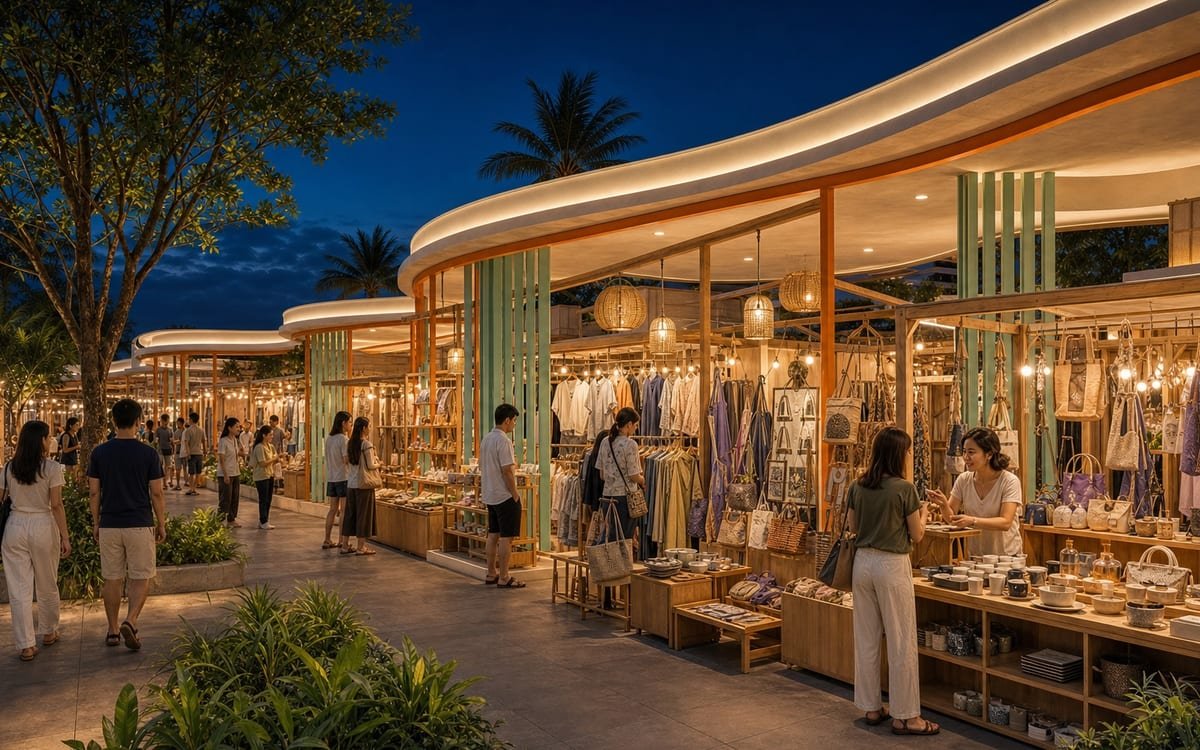 Indicative Tinung arcade with independent Thai clothing, craft and homeware stalls